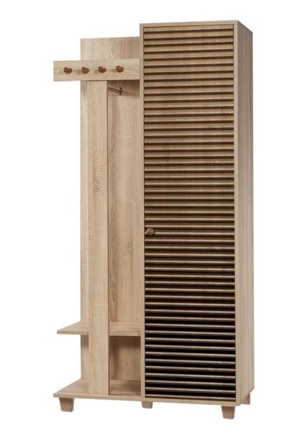 FUNZI LIVING Garmanto 90 entrést, m. knagerkke, bjlestang og skab - natur melamin og avnbg