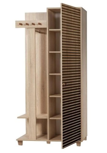 FUNZI LIVING Garmanto 90 entrést, m. knagerkke, bjlestang og skab - natur melamin og avnbg