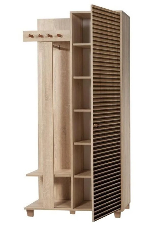 FUNZI LIVING Garmanto 90 entrést, m. knagerkke, bjlestang og skab - natur melamin og avnbg