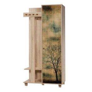 FUNZI LIVING Garmanto 90 entrést, m. knagerkke, bjlestang og skab - natur melamin og avnbg