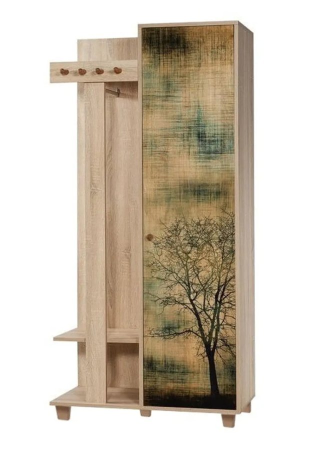 FUNZI LIVING Garmanto 90 entrést, m. knagerkke, bjlestang og skab - natur melamin og avnbg