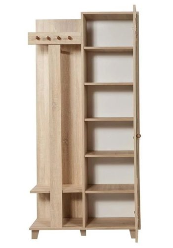 FUNZI LIVING Garmanto 90 entrést, m. knagerkke, bjlestang og skab - natur melamin og avnbg