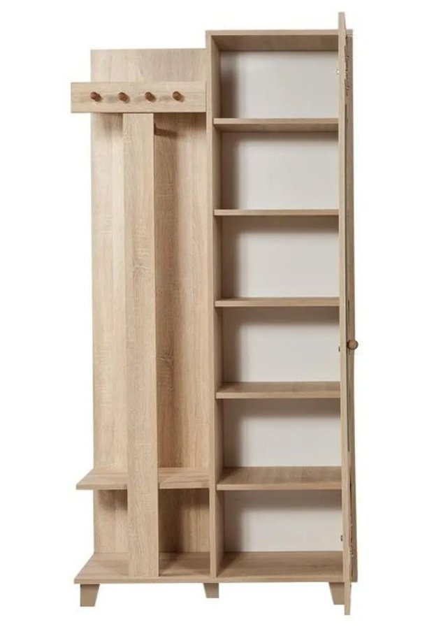 FUNZI LIVING Garmanto 90 entrést, m. knagerkke, bjlestang og skab - natur melamin og avnbg