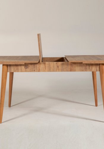 NORDVÄRK Vina spisebord, m. 1 tillgsplade - natur melamin og bg (130(165)x80)