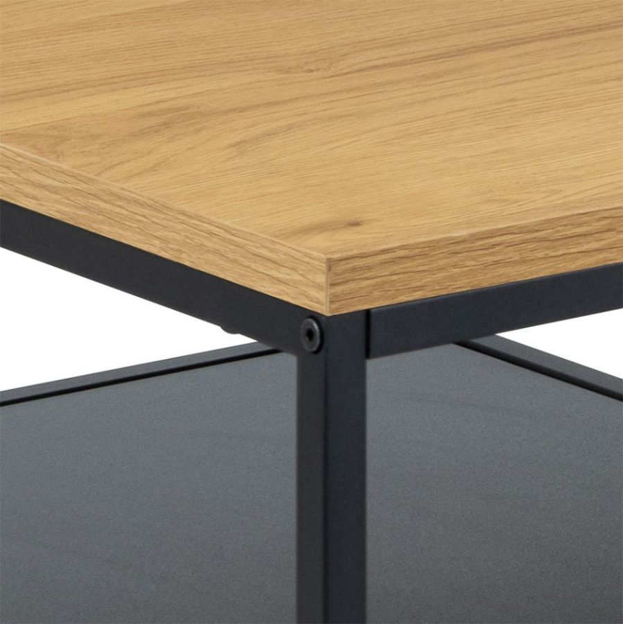 ACT NORDIC Gila sofabord, m. 1 hylde - natur vild eg/sort melamin og sort stl (90x60)