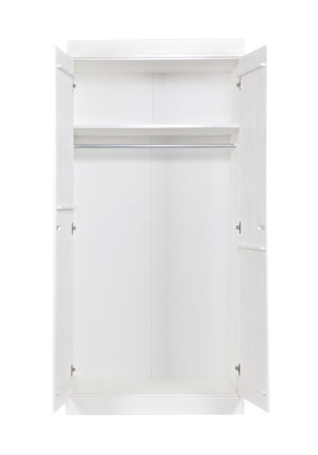 WOOOD Connect garderobeskab, m. 2 lger, 1 hylde og 1 bjlestang - hvid fyrretr