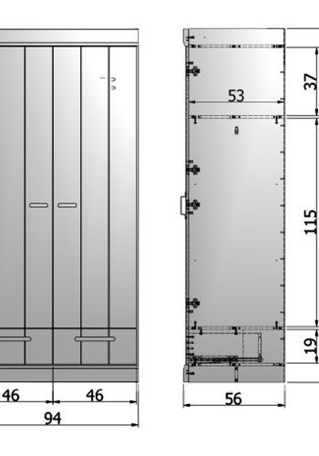 WOOOD Connect garderobeskab, m. 2 lger, 1 hylde, 1 bjlestang og 2 skuffer - hvid fyrretr