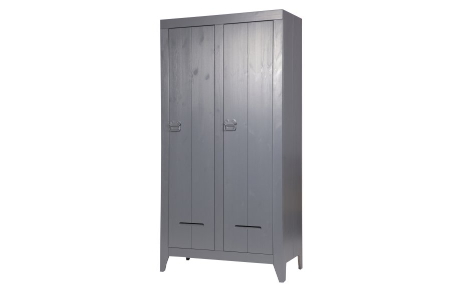 WOOOD Kluis skab, m. 2 lger og 4 hylder - stlgr fyrretr