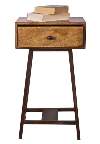 BEPUREHOME Collection sidebord, m. 1 skuffe - natur mangotr og metal (40x30)
