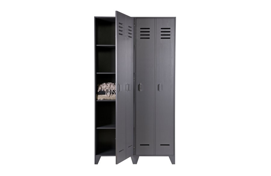 WOOOD Stijn Locker garderobeskab, m. 2 lger og 8 hylder - stlgr fyrretr