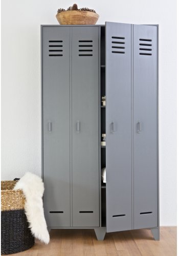 WOOOD Stijn Locker garderobeskab, m. 2 lger og 8 hylder - stlgr fyrretr
