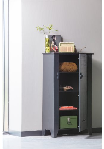 WOOOD Gus bondeskab, m. 1 lge og 3 hylder - sort fyrretr