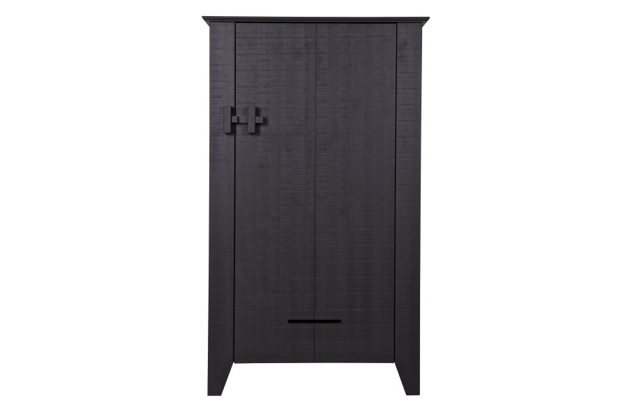 WOOOD Gus bondeskab, m. 1 lge og 3 hylder - sort fyrretr