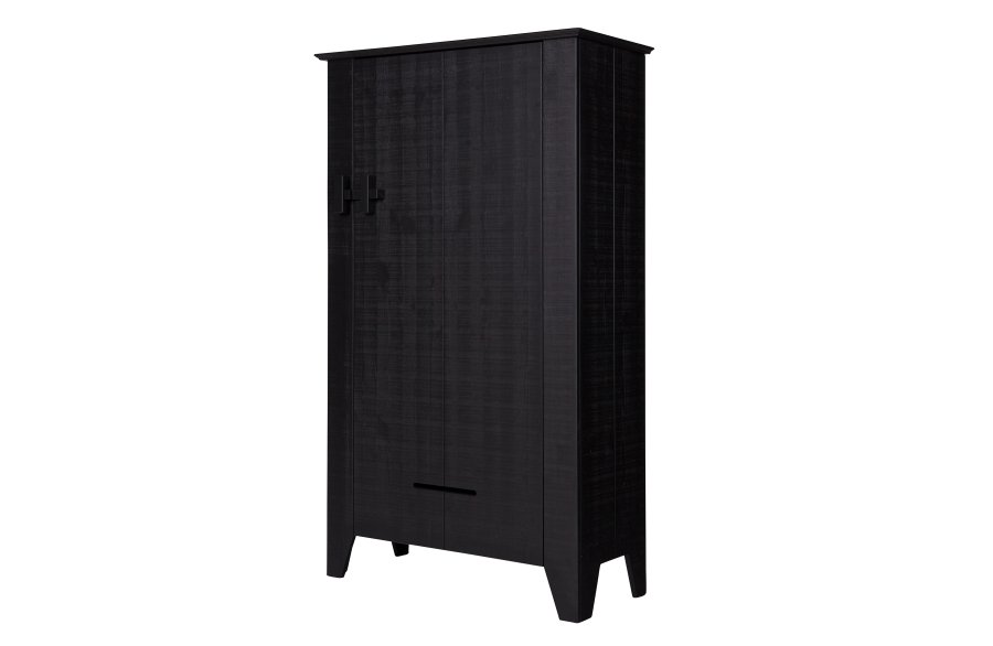 WOOOD Gus bondeskab, m. 1 lge og 3 hylder - sort fyrretr