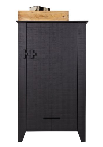 WOOOD Gus bondeskab, m. 1 lge og 3 hylder - sort fyrretr