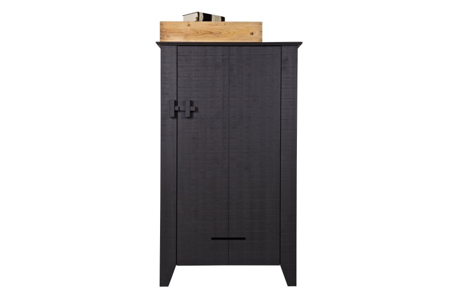 WOOOD Gus bondeskab, m. 1 lge og 3 hylder - sort fyrretr