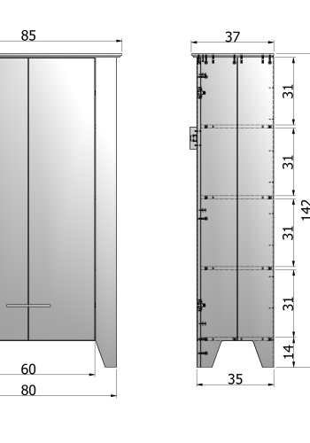 WOOOD Gus bondeskab, m. 1 lge og 3 hylder - sort fyrretr