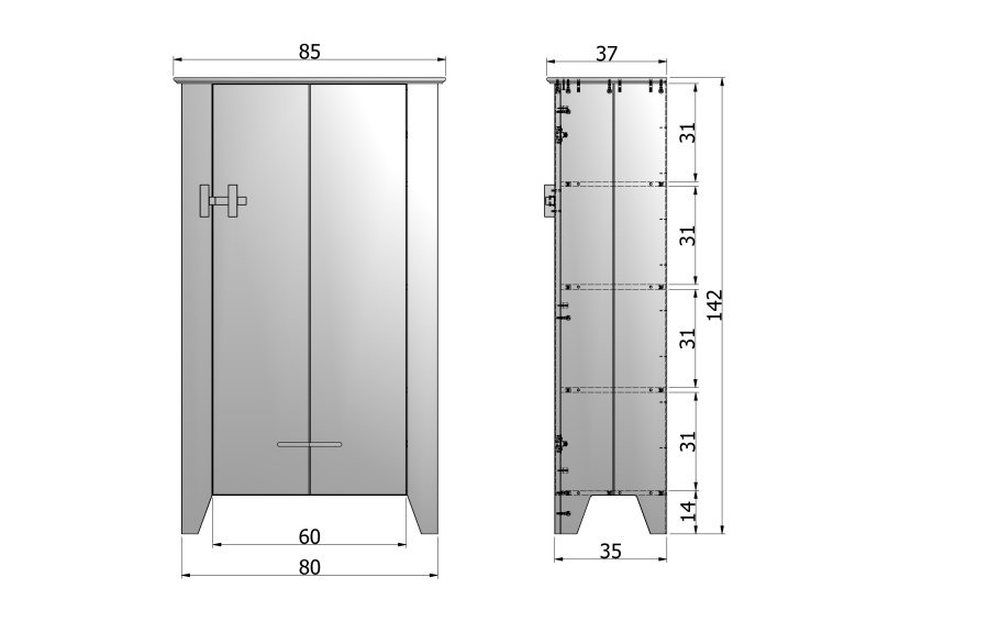WOOOD Gus bondeskab, m. 1 lge og 3 hylder - sort fyrretr