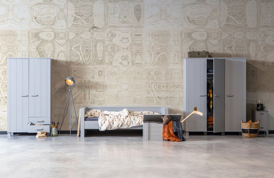 WOOOD Dennis opbevaringsboks, m. lg - betongr fyrretr (90x42)