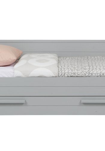 WOOOD Dennis sengeskuffe/gsteseng, ekskl. lamelbund og madras - betongr fyrretr (198x91)