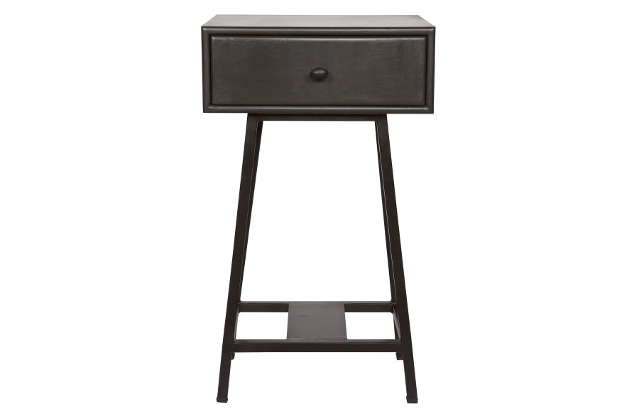BEPUREHOME Collection sidebord, m. 1 skuffe - sort mangotr og sort metal (40x30)
