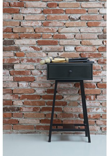 BEPUREHOME Collection sidebord, m. 1 skuffe - sort mangotr og sort metal (40x30)