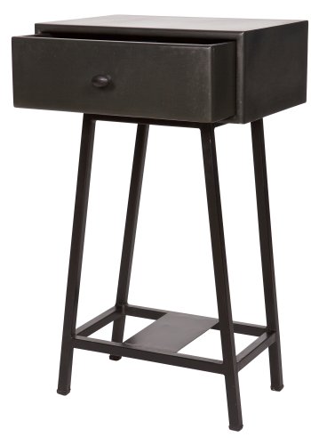 BEPUREHOME Collection sidebord, m. 1 skuffe - sort mangotr og sort metal (40x30)