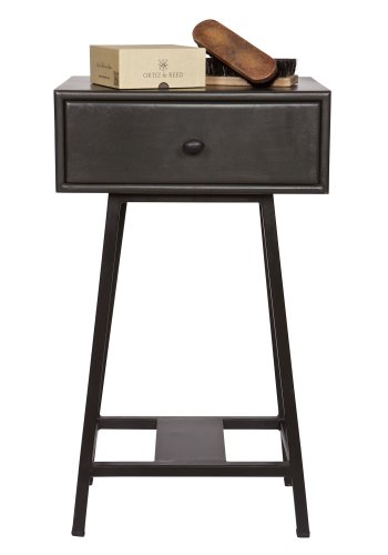 BEPUREHOME Collection sidebord, m. 1 skuffe - sort mangotr og sort metal (40x30)
