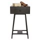 BEPUREHOME Collection sidebord, m. 1 skuffe - sort mangotr og sort metal (40x30)