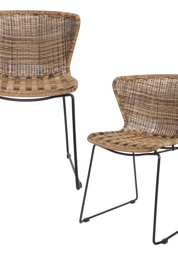 WOOOD Wings spisebordsstol - natur polyesterrattan og sort stl