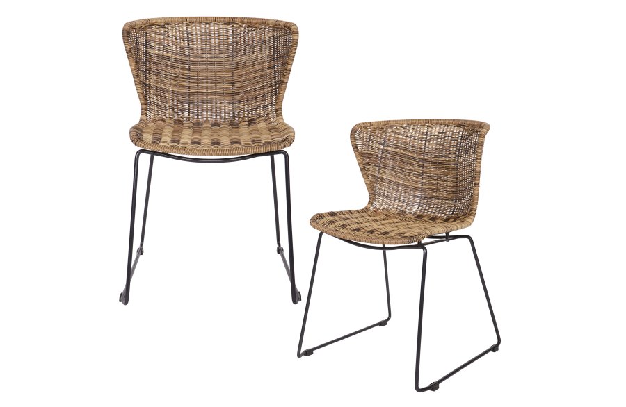 WOOOD Wings spisebordsstol - natur polyesterrattan og sort stl