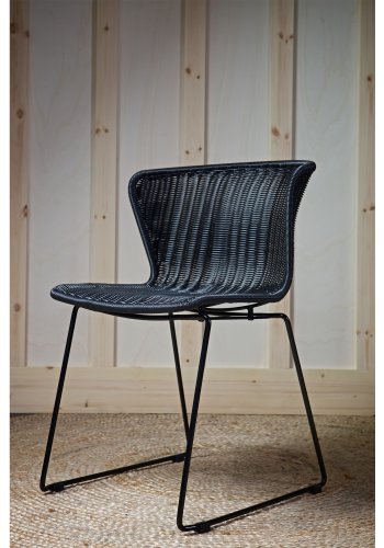 WOOOD Wings spisebordsstol - sort polyethylen og sort metal