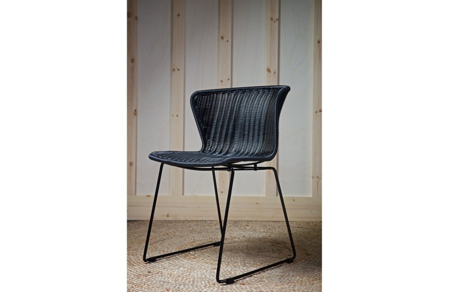 WOOOD Wings spisebordsstol - sort polyethylen og sort metal