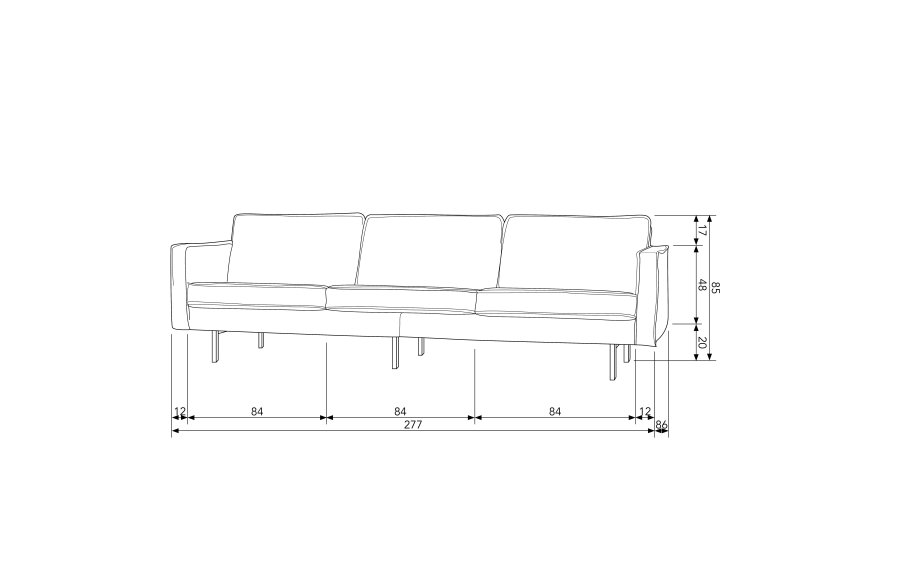 BEPUREHOME Rodeo 3 pers. sofa - army grn stof
