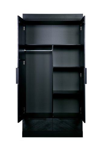 WOOOD Connect 1 bjlestang, 1 skillevg, 2 hylder til garderobeskab - sort melamin