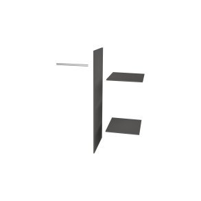 WOOOD Connect 1 bjlestang, 1 skillevg, 2 hylder til garderobeskab - sort melamin