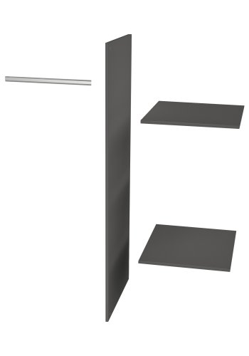 WOOOD Connect 1 bjlestang, 1 skillevg, 2 hylder til garderobeskab - sort melamin