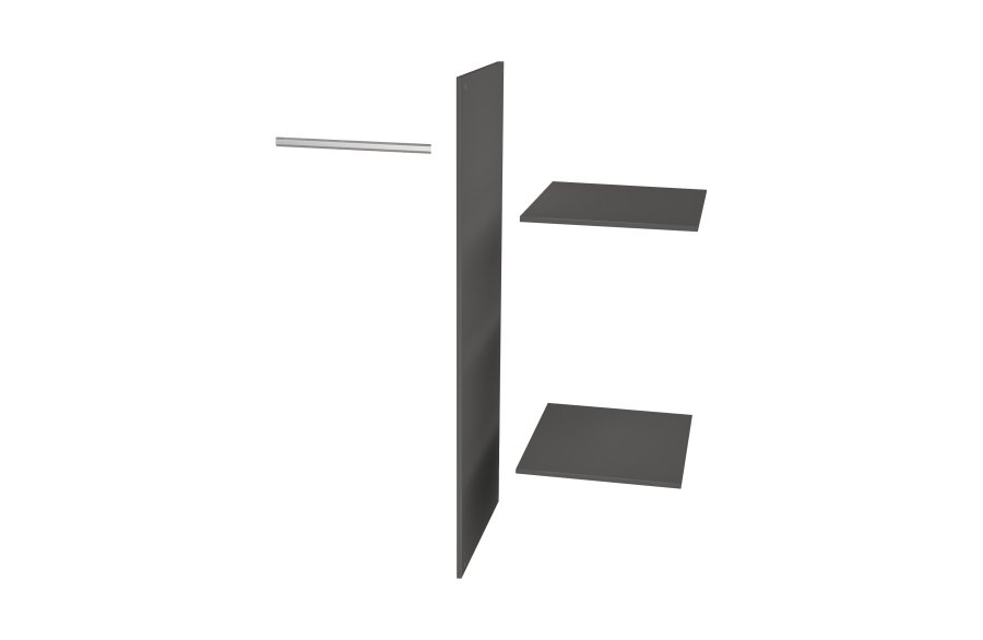 WOOOD Connect 1 bjlestang, 1 skillevg, 2 hylder til garderobeskab - sort melamin