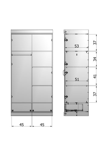 WOOOD Connect 1 bjlestang, 1 skillevg, 2 hylder til garderobeskab - sort melamin