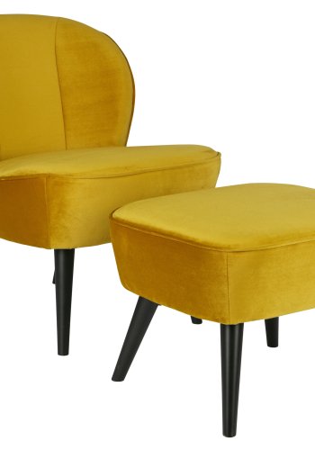 WOOOD Sara lnestol - okker polyester fljl og birketr