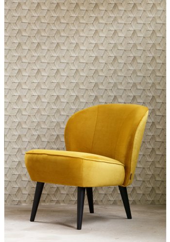 WOOOD Sara lnestol - okker polyester fljl og birketr