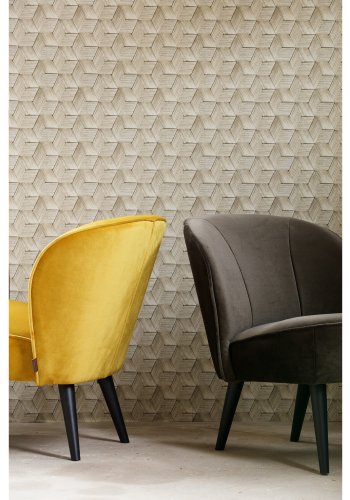 WOOOD Sara lnestol - okker polyester fljl og birketr