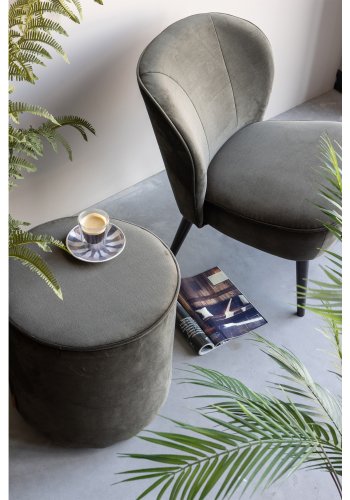 WOOOD Sara lnestol - varm grn polyester fljl og birketr