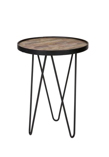 WOOOD Lev sidebord, rund - natur genanvendt teak og sort jern (39)