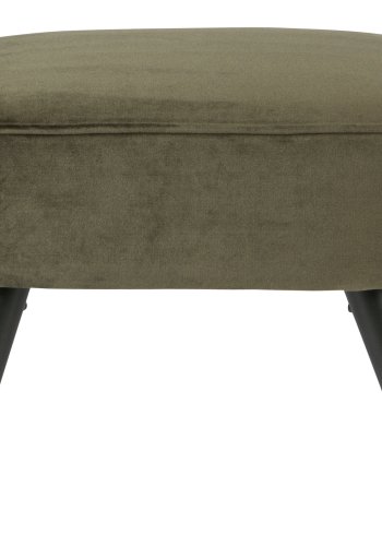 WOOOD Sara skammel, rektangulr - varm grn polyester fljl og sort tr (56x36)