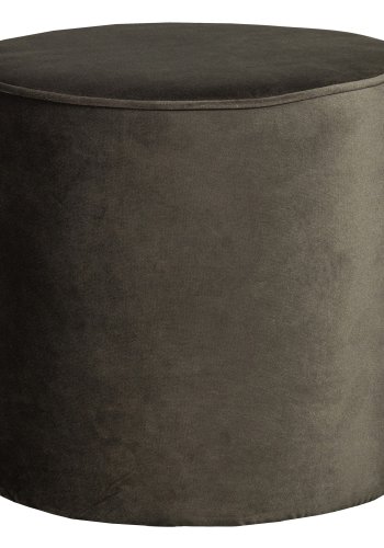 WOOOD Sara hj puf, rund - varm grn polyester fljl (46)