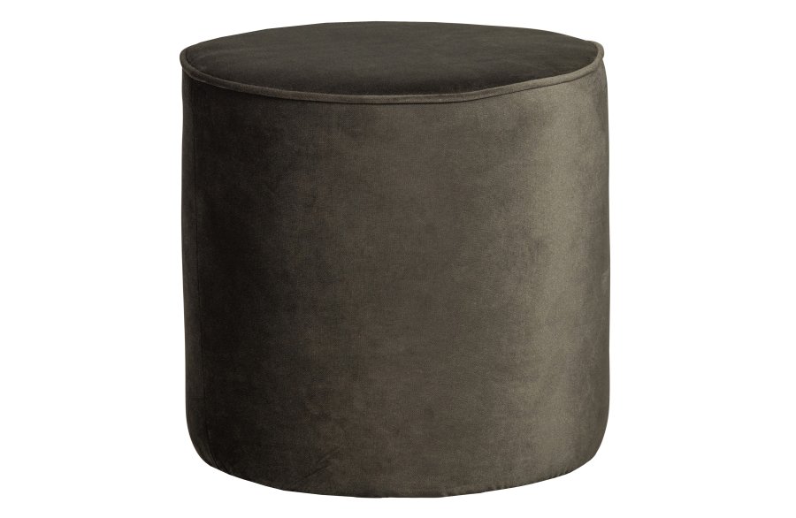 WOOOD Sara hj puf, rund - varm grn polyester fljl (46)