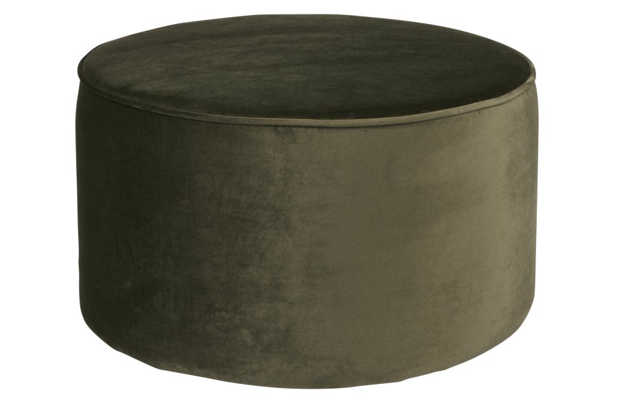 WOOOD Sara lav puf, rund - varm grn polyester fljl (60)