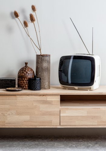 WOOOD Tygo TV-bord, m. 1 rum, 1 skuffe og 1 lge - natur eg (150x44)