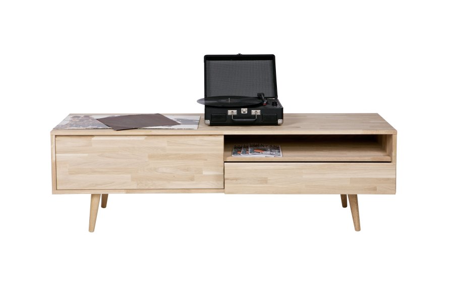 WOOOD Tygo TV-bord, m. 1 rum, 1 skuffe og 1 lge - natur eg (150x44)